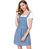 Allegra K Women's Printed Adjustable Straps Mini Chambray Pinafore Dress - 4 of 4
