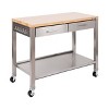 Seville Classics Stainless Steel Work Center Island Table Kitchen Cart with Wood Top - 4 of 4