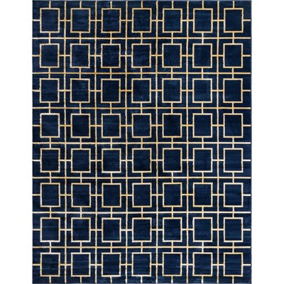 Regency Glam 8' x 10' Navy Blue & Gold Geometric Area Rug