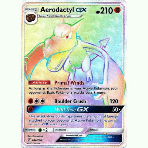 Pokemon Unified Minds Hyper Rare Aerodactyl Gx 244