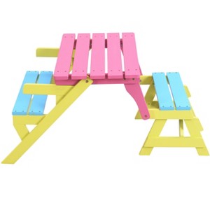 Yinvani Colorful Wood Multifunctional Children's Armchair with Integrated Table and Chair - 1 of 4