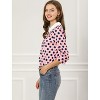Allegra K Women's Polka Dots Contrast Peter Pan Collar 3/4 Sleeves Blouse - 4 of 4