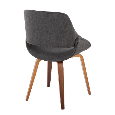 Set of 2 Walnut Wood Charcoal Upholstered Dining Chairs