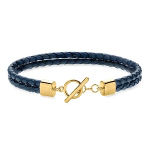 Ross-Simons Italian Blue Leather 2-Strand Braided Toggle Bracelet