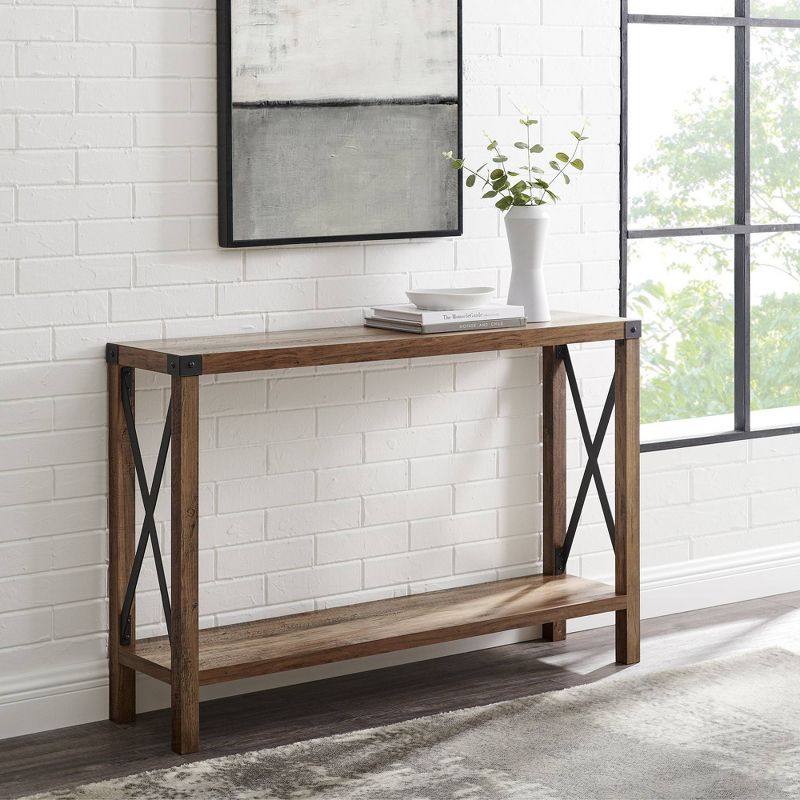 Sophie Rustic Industrial X Frame Entry Table - Saracina Home, 3 of 20