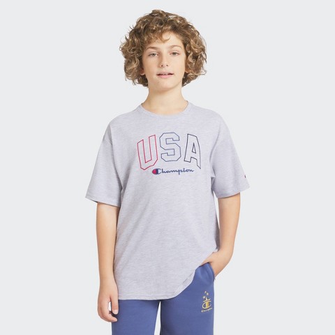 Champion Boys' USA Oversized Graphic T-Shirt - Gray L