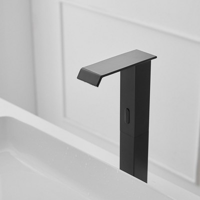 Matte Black Touchless Vessel Sink Faucet with Pop Up Drain