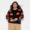 Women's Pumpkin Graphic Cardigan - Black - 2 of 3