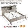 SinCiDo Farmhouse Bed Frame,w/Charging Station, Storage Bookcase Headboard,Sliding Barn Door,No Box Spring Needed, w/Wood Slats Support - 3 of 4