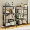 SKONYON 5-Tier Storage Shelves, Foldable Metal Shelving Units for Garage Kitchen Bakers, Collapsible Organizer Rack, Heavy Duty on Wheels - 4 of 4