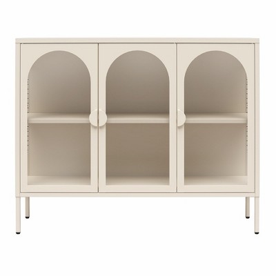 CosmoLiving by Cosmopolitan Chloe Metal Accent Cabinet With 3 Arched Glass Doors