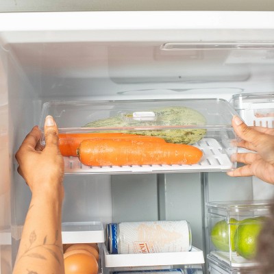 OU Fridge Organizer Bin with Vented Lid, Clear Stackable Refrigerator Storage Bin, Produce Kitchen Storage Container, 11.8" Depth, BPA Free — фото 8