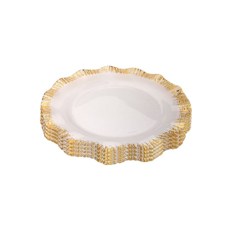 Classic Touch Set of 4 Scalloped Chargers with Gold Border, 2 of 4