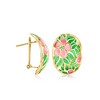 Ross-Simons Italian Pink and Green Enamel Floral Earrings in 14kt Yellow Gold - 3 of 4