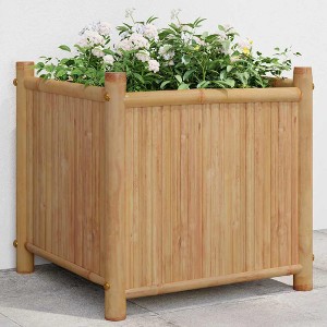 Aghana Digitals Square Natural Bamboo Planter, 15.7"x15.7"x15.7", Oiled Finish, Indoor/Outdoor, - 1 of 4