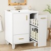 KWPZQEB 24" Bathroom Vanity with Sink, Bathroom Cabinet with Door Shelf, Deep Drawer & 2-Tier Pull-Out Basket and 3 reserved holes - 3 of 4