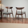 Set of 2 Mid-Century Modern Dining Chairs, Retro Rubberwood Frame with Ergonomic Backrest & Cushioned Seat, Upholstered Accent Chairs - 3 of 4