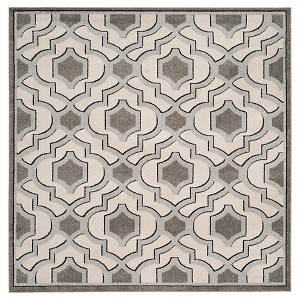 Ivory/Gray Geometric Loomed Square Area Rug - (7