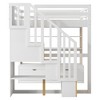 XIYUYEU Full Size Loft Bed Wooden Bed Frame with Desk, Drawers, Shelves and Storage Stair - 3 of 4