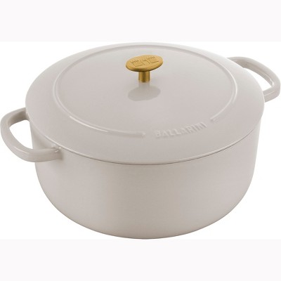 Goodful 4.5qt Cast Aluminum, Ceramic Dutch Oven with Lid, Side Handles and Silicone Grip Cream