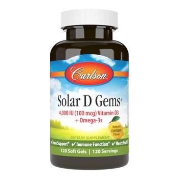 Carlson - Solar D Gems, 4000 IU (100 mcg) Vitamin D3, 115 mg Omega-3s, Lemon