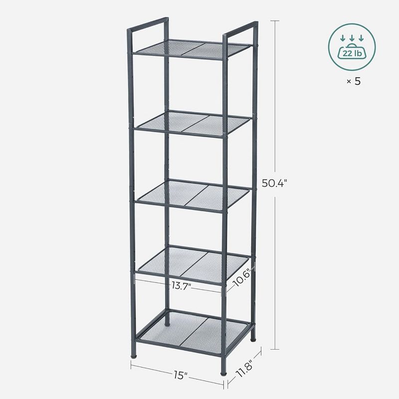 SONGMICS Storage Rack Bathroom Shelf Extendable Plant Steel Stand with Adjustable Shelf, 3 of 9