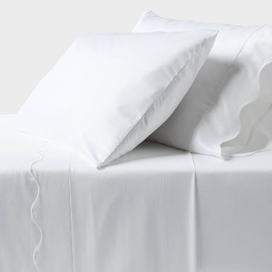Full 400 Thread Count Performance Sheet Set White Scalloped Hem - Threshold™