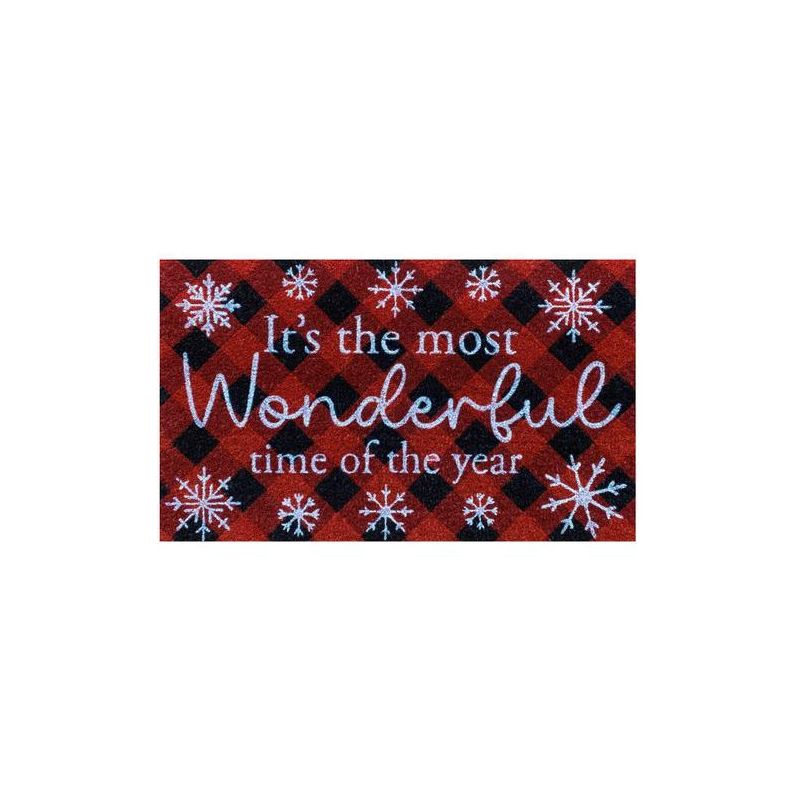 The Most Wonderful Time Coir Christmas Doormat 30" x 18" Indoor Outdoor Briarwood Lane, 1 of 4