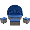 Whisen Outdoor Rattan Daybed Sunbed with Retractable Canopy Wicker Furniture, Round Outdoor Sectional Sofa Set - 4 of 4