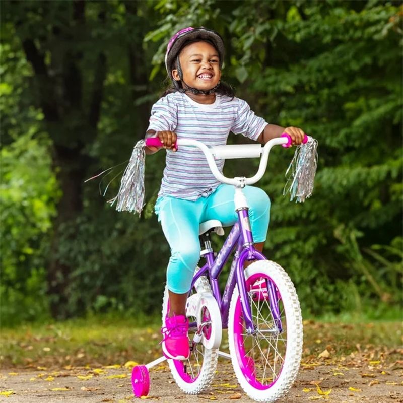 SKONYON 18 in. Kids Bike with Training Wheels for Girls Ages 6-12 Years, Purple, 2 of 9
