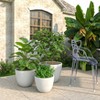 LeisureMod Dahlia Tapered Round Poly-Stone Planter Set with Drainage Holes, Weather-Resistant for Indoor/Outdoor Use – Set of 3 - 3 of 4