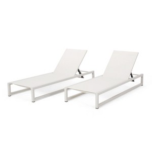 GDFStudio Mottetta Outdoor Mesh and Aluminum Armless Adjustable Chaise Lounges (Set of 2) - 1 of 4