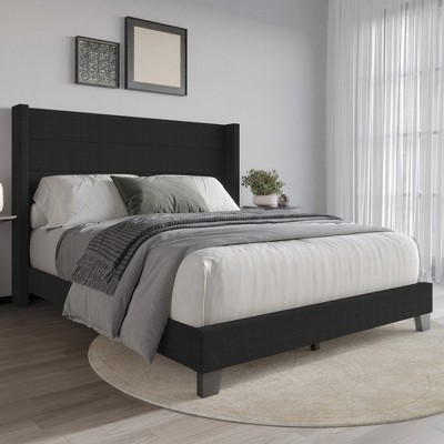 Home Design Niles Queen Upholstered Panel Bed, Black