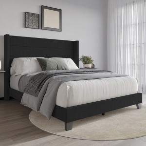 Home Design Niles Queen Upholstered Panel Bed, Black - 1 of 4