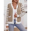 Coolmee Womens Striped Cardigan Sweaters Casual Open Front Long Sleeve Button Down Color Block Knit Outwear - 4 of 4
