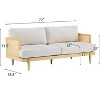 Christopher Knight Home Quince 72" Rubberwood and Rattan 3-Seater Sofa with Cushion - 3 of 4