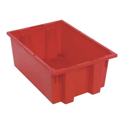 Quantum Storage Systems Stack And Nest Tote, 19-1/2"W X 13-1/2"D X 8"H, Heavy Duty, 0.80 Cu. Ft. Capacity, Red Polypropylene