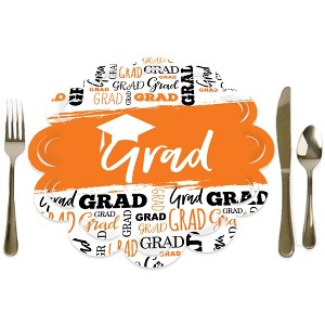 Big Dot of Happiness Orange Grad - Best is Yet to Come - Orange Graduation Party Round Table Decorations - Paper Chargers - Place Setting For 12 - 1 of 4