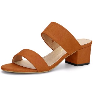 Allegra K Women's Back to College Faux Suede Dual Straps Block Heel Slide Sandals - 1 of 4