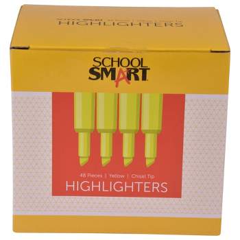School Smart Tank Style Highlighters, Chisel Tip, Yellow, Pack of 48