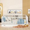 Full Size Metal Floor Bed Frame with Fence and Door, Black - 2 of 4