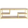Storied Home Metal and Reclaimed Wood Coffee Table with 4 Layers, Natural and Gold - 3 of 4