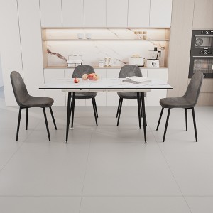 5-Piece Extendable Dining Set with Rectangle Kitchen Table and 4 Suede Armless Chairs - 1 of 4