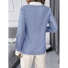 Coolmee Women's Long Sleeve Shirt Loose Fit Striped Business Work Shirts - 4 of 4