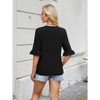 Womens Fashion Tops Round Neck Front Curled Elegant Ruffle Short Sleeves T-Shirts - 4 of 4
