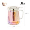 Pinky Up Chas Mini Glass Teapot, Loose Leaf Tea Infuser, Hot Tea or Iced Tea Maker, Small Teapot, 16 Ounce Loose Leaf Infuser, Iridescent, Set of 1 - 3 of 4