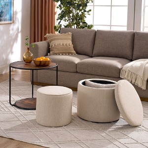 NicBex Round Linen Storage Ottoman Bench,Storage Ottoman with Combination Set Table and Drum Stool,Storage Bench for Living Room,Bedroom - 1 of 4