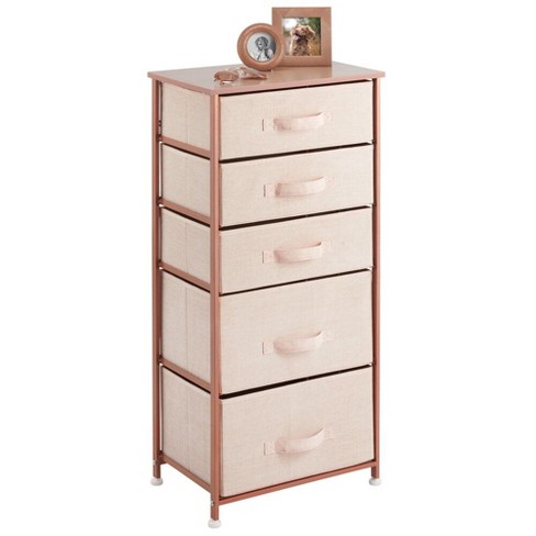 Mdesign Tall Drawer Organizer Storage Tower With 5 Drawers, Light Pink/rose  Gold : Target