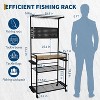 Fishing Rod Holders for Garage - 12-Rod Storage Rack with Hooks & Wheels | Mobile Tackle Box Cart + Pegboard for Winter Fishing - 2 of 4