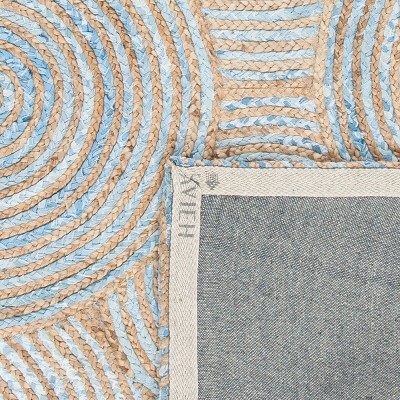 Cape Cod Blue and Natural Flatweave Wool Cotton Runner Rug